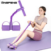 4-Tube Pedal Resistance Band – Multifunction Fitness Trainer